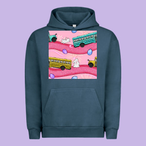 Easter School Bus Seamless Pattern Urban Hoodie Designed By Bundleandbundleshop