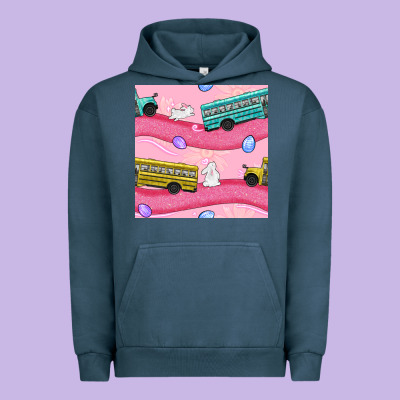 Easter School Bus Seamless Pattern Urban Hoodie Designed By Bundleandbundleshop