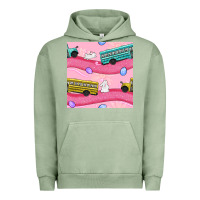 Pigment Oil Green easter school bus seamless pattern Urban Hoodie - BundleAndBundleShop