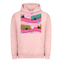 Pigment Salmon easter school bus seamless pattern Urban Hoodie - BundleAndBundleShop