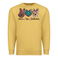 Antique Gold peace love chihuahua Premium Sweatshirt - RanaPortraitStore