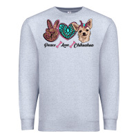 Heather Grey peace love chihuahua Premium Sweatshirt - RanaPortraitStore