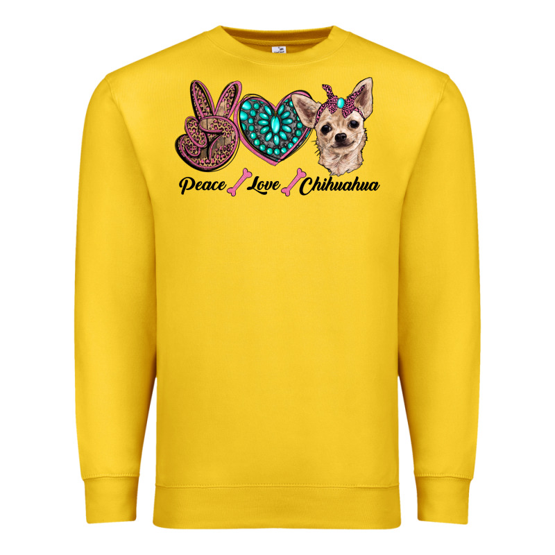 Peace Love Chihuahua Premium Sweatshirt by RanaPortraitStore | Teevron