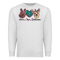 Oatmeal Heather peace love chihuahua Premium Sweatshirt - RanaPortraitStore