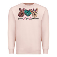 Pale Pink peace love chihuahua Premium Sweatshirt - RanaPortraitStore
