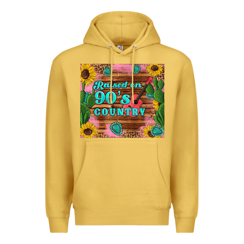 Raised 90's Country Guitar Cactus Sunflower's Premium Hoodie by Artiststas | Teevron