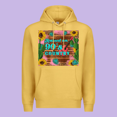 Raised 90's Country Guitar Cactus Sunflower's Premium Hoodie Designed By Artiststas