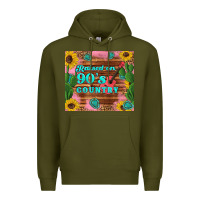 Army Green raised 90's country guitar cactus sunflower's Premium Hoodie - Artiststas