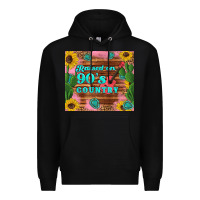 Black raised 90's country guitar cactus sunflower's Premium Hoodie - Artiststas