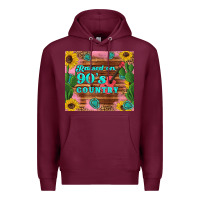 Burgundy raised 90's country guitar cactus sunflower's Premium Hoodie - Artiststas