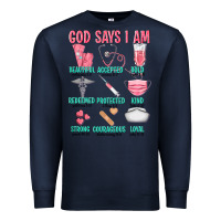 Navy god says i am Premium Sweatshirt - texasbilliewilder