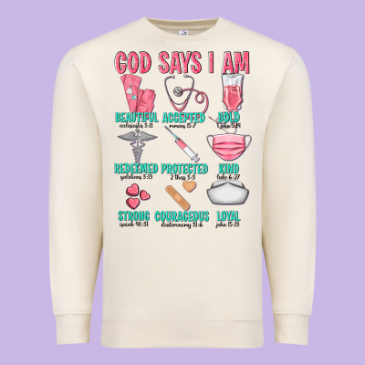 God Says I Am Premium Sweatshirt Designed By Texasbilliewilder