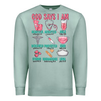 Seafoam god says i am Premium Sweatshirt - texasbilliewilder
