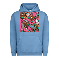 Pigment Pebble Blue Medicines And Pills Seamless Pattern Urban Hoodie - BundleAndBundleShop