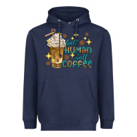 Navy half human half coffee Heavyweight Hoodie - texasbilliewilder