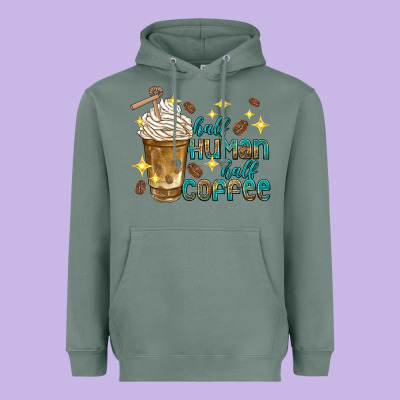 Heavyweight Hoodie half human half coffee