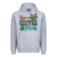 Heather Grey gıve me coffee and jesus Premium Hoodie - AdoDesignShop
