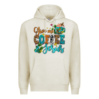 Oatmeal Heather gıve me coffee and jesus Premium Hoodie - AdoDesignShop