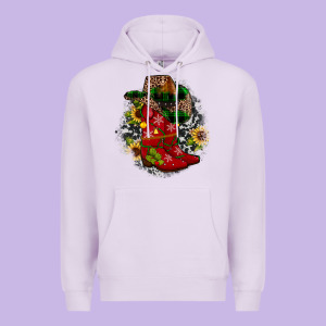 Christmas Cowboy Boots Premium Hoodie Designed By Jahusdesignshop