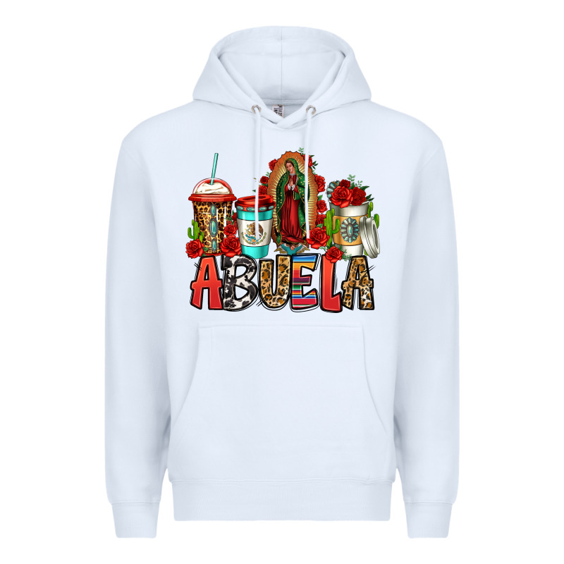 Lady Of Guadalupe Abuela Coffee Cups Premium Hoodie by Jasminsmagicworld | Teevron