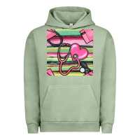 Pigment Oil Green Nurse Stethoscope Seamless Pattern Urban Hoodie - BundleAndBundleShop