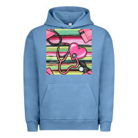 Pigment Pebble Blue Nurse Stethoscope Seamless Pattern Urban Hoodie - BundleAndBundleShop