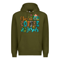 Army Green gıve me coffee and jesus Premium Hoodie - AdoDesignShop