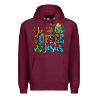 Burgundy gıve me coffee and jesus Premium Hoodie - AdoDesignShop