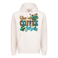 Pale Pink gıve me coffee and jesus Premium Hoodie - AdoDesignShop
