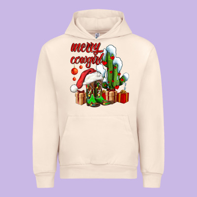 Merry Cowgirl  Boots And Cactus With Gifts Urban Hoodie Designed By Adodesignshop