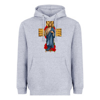 Heather Grey jesus christ cross Heavyweight Hoodie - texasbilliewilder