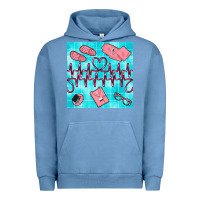 Pigment Pebble Blue nurse heart beat seamless pattern Urban Hoodie - BundleAndBundleShop