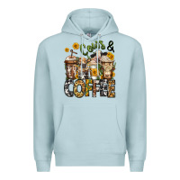 Blue Mist cows and coffee cups Premium Hoodie - Jasminsmagicworld
