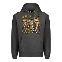 Charcoal Heather cows and coffee cups Premium Hoodie - Jasminsmagicworld