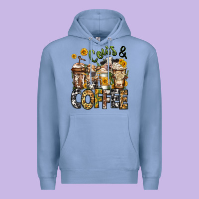 Cows And Coffee Cups Premium Hoodie Designed By Jasminsmagicworld