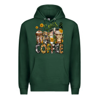 Sports Green cows and coffee cups Premium Hoodie - Jasminsmagicworld