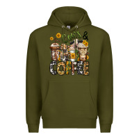 Army Green cows and coffee cups Premium Hoodie - Jasminsmagicworld