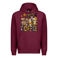 Burgundy cows and coffee cups Premium Hoodie - Jasminsmagicworld