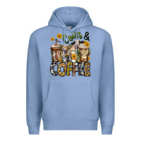 Colony Blue cows and coffee cups Premium Hoodie - Jasminsmagicworld