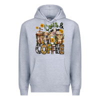 Heather Grey cows and coffee cups Premium Hoodie - Jasminsmagicworld