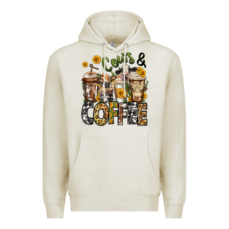Cows And Coffee Cups Premium Hoodie by Jasminsmagicworld | Teevron