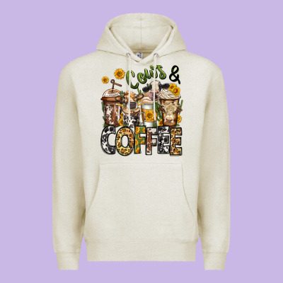 Cows And Coffee Cups Premium Hoodie Designed By Jasminsmagicworld