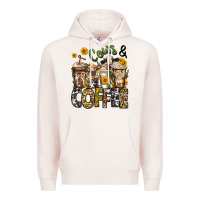Pale Pink cows and coffee cups Premium Hoodie - Jasminsmagicworld