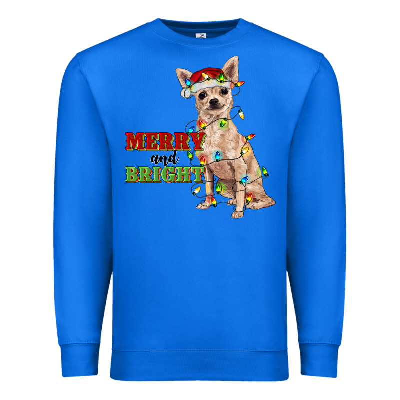 Merry And Bright Chihuahua Premium Sweatshirt by RanaPortraitStore | Teevron