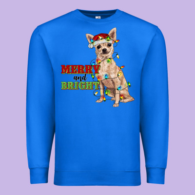Merry And Bright Chihuahua Premium Sweatshirt Designed By Ranaportraitstore