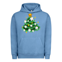 Pigment Pebble Blue Christmas tree with teeth Urban Hoodie - AdoDesignShop