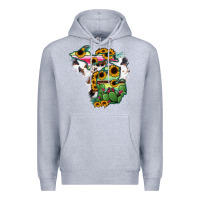 Heather Grey Cowhide Michigan map Premium Hoodie - RanaPortraitStore