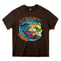 Chocolate Brown Summer Vibes Heavy Core Tee - CowhideDigitalArt