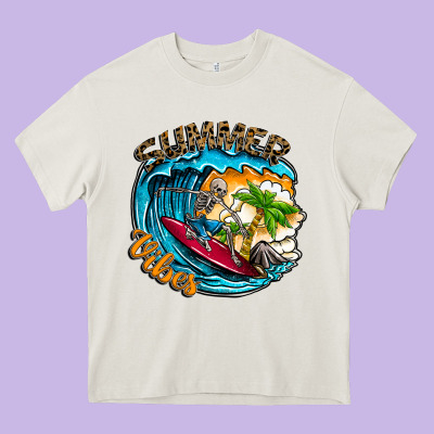Summer Vibes Heavy Core Tee Designed By Cowhidedigitalart