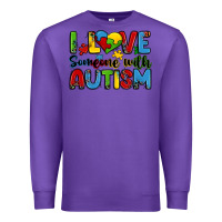 Purple i love someone with autism Premium Sweatshirt - Zillion Design Studio